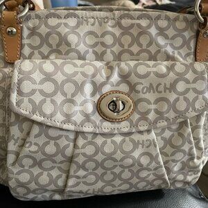 Coach Beige and Tan Shoulder Bag
